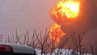 Raw video from the train derailment and fire